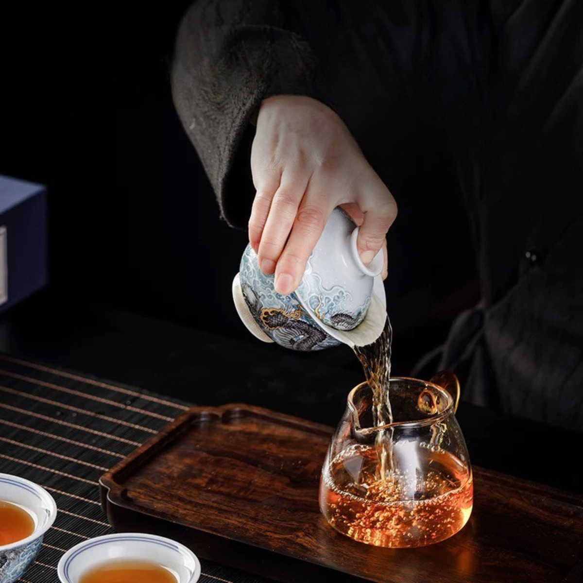 Blue and White Sea Dragon Gaiwan Tea Set