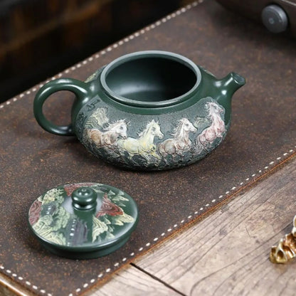 Yixing Purple Clay Teapot "Immediate Success - Cold River" 500ml - Handmade Mo Lv Ni