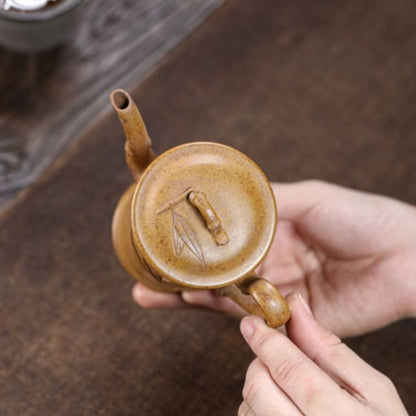 Yixing Purple Clay Teapot "Tall Bamboo" 150ml - High-Fired Duan Ni Zisha