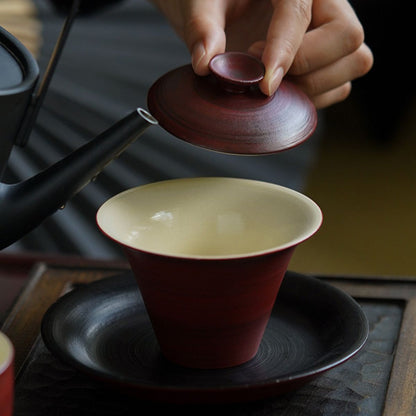 Shanzha Hongfen Yin Stoneware Teaware – Gaiwan & Teacup | Hawthorn Rose Clay