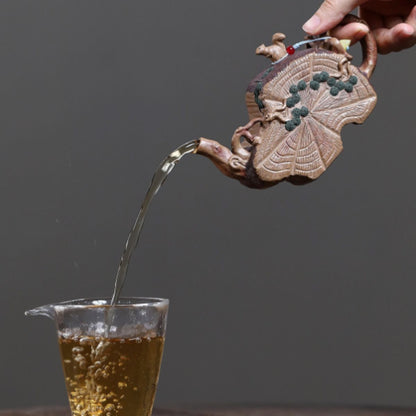 Biomimetic Squirrel & Tree Stump Yixing Teapot - Aged Duanni Clay 230ml