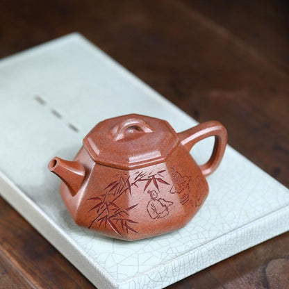 Octagonal Stone Ladle Yixing Teapot - Cloud Mist Agarwood Clay 280ml