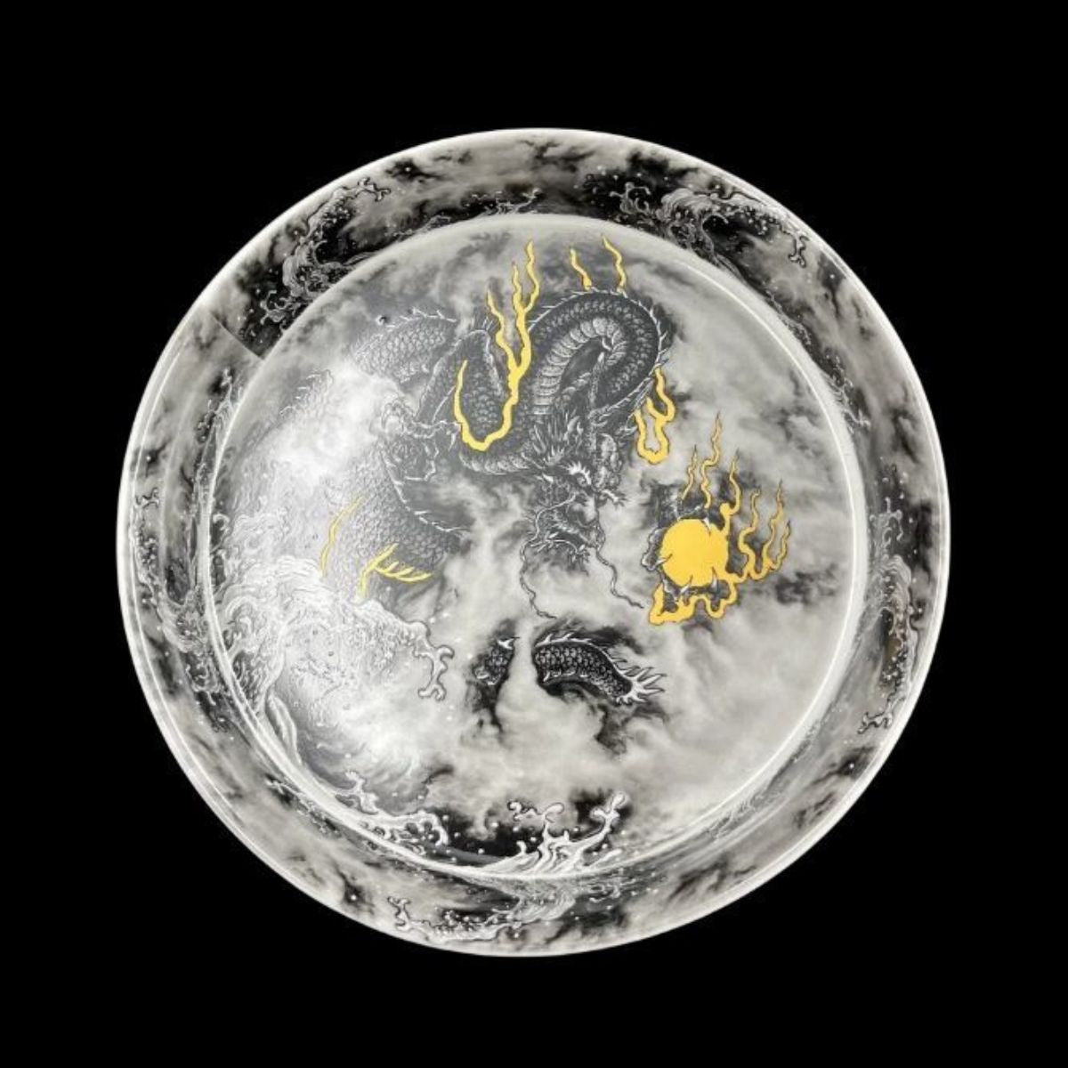 Jingdezhen Antique Ink-Clay Dragon Gongfu Tea Set – Lóng Téng Zhì Yǔ | 5-Piece