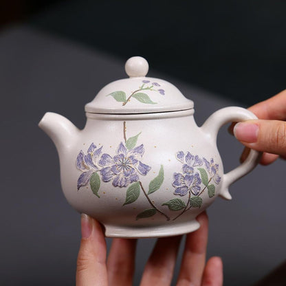 Ding Xiang Pan Hu Yixing Teapot | Raw White Jade Duan Ni Clay | Handcrafted 260ml