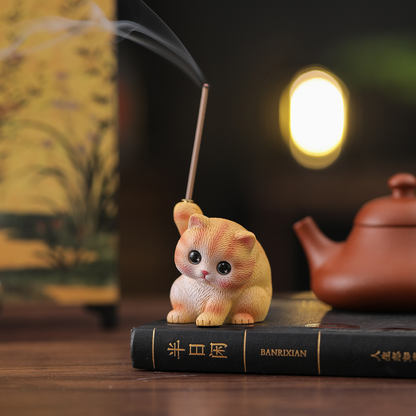 Cat Tea Pet & Incense Holder with Tray