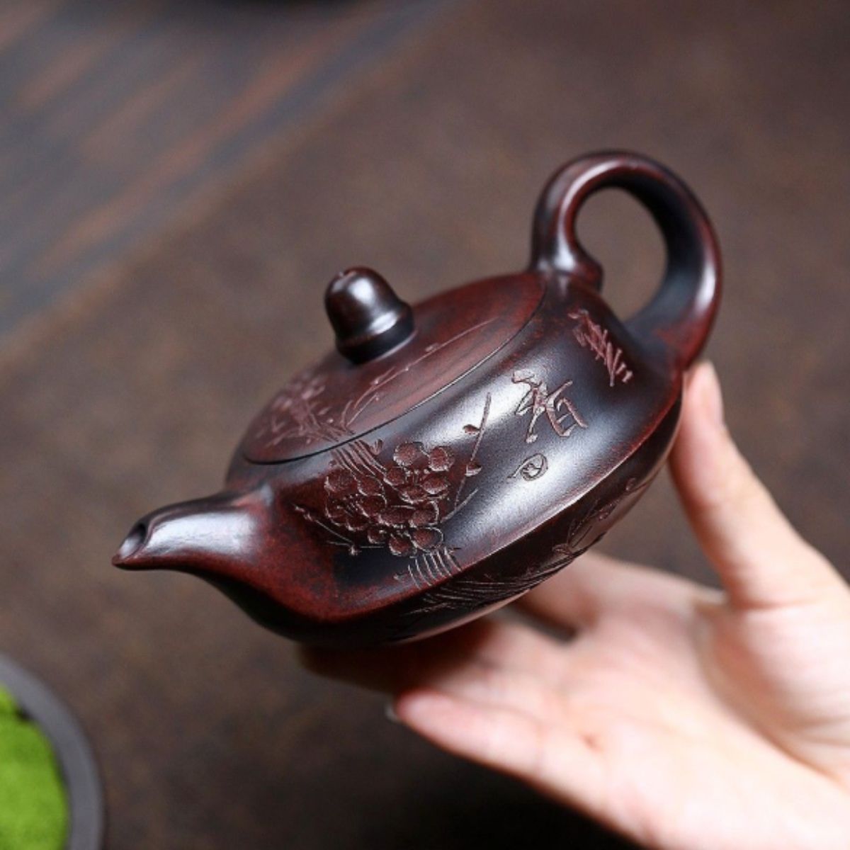 Yixing Purple Clay Teapot "Cold Fragrance Melody" 230ml - Handmade Ancient Red Clay