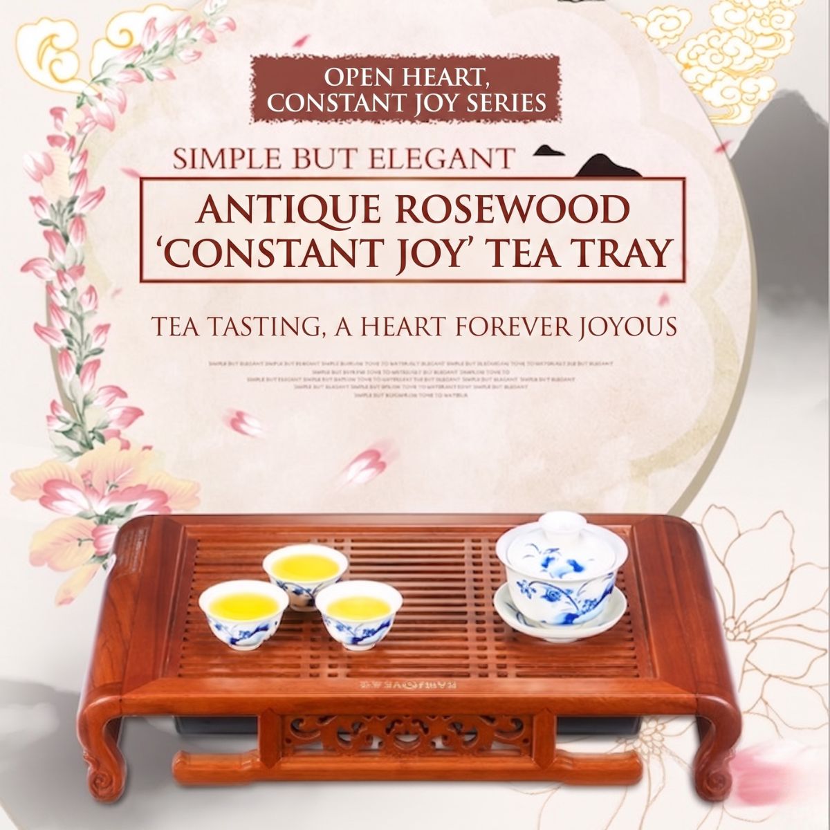 Kamjove KW-52 Solid Wood Tea Tray Set | Ancient Rosewood | Gongfu Tea Table with Accessories