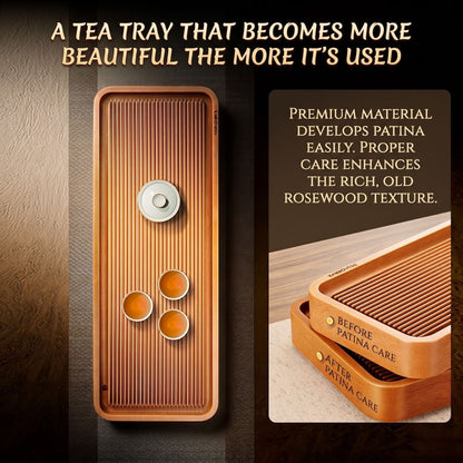 Kamjove Bakelite Tea Tray with Drainage System | 32-Count Cotton Board | No Paint No Wax — 3 Sizes