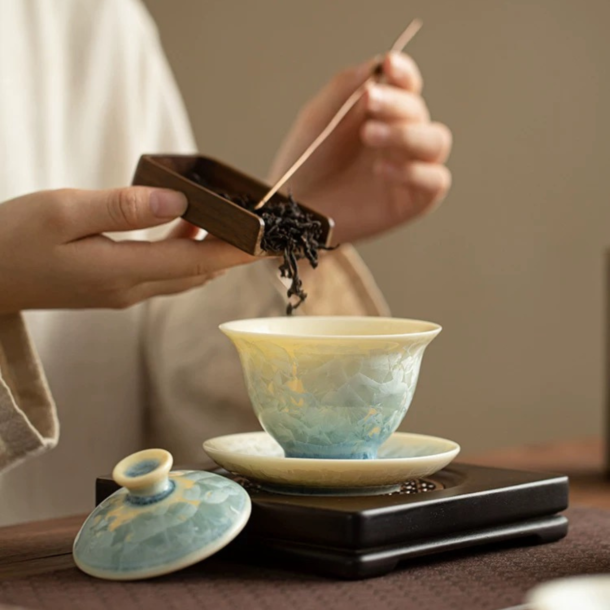 Jingdezhen Crystalline Glaze Gaiwan Tea Set
