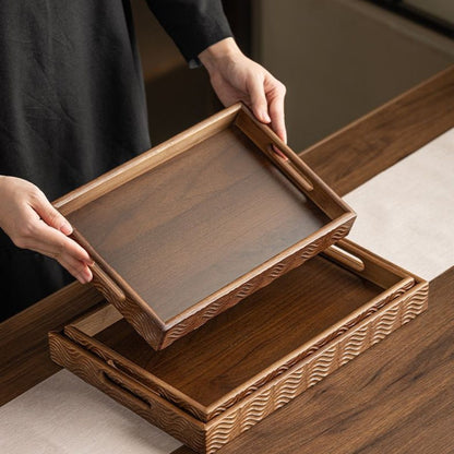 Ripple Handle Rectangular Serving Tray – Tea Tray, Pastry Plate & Storage Organizer | 3 Sizes