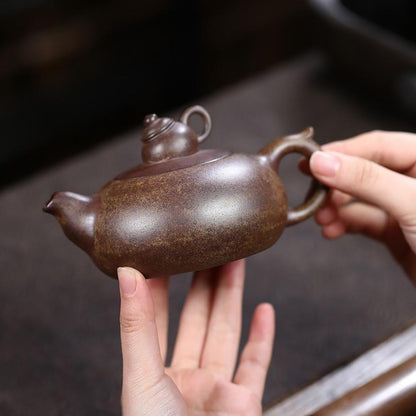 Xiao Yin Yixing Teapot | Raw Purple Clay Wood-Fired Zisha | Handcrafted 230ml