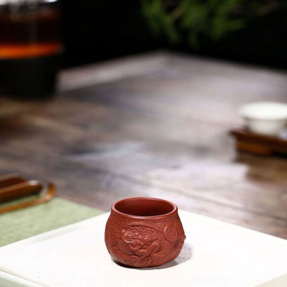 Handmade Yixing Purple Clay Tea Cup 80ml - Dahongpao Zao Red Clay Golden Toad Master Cup