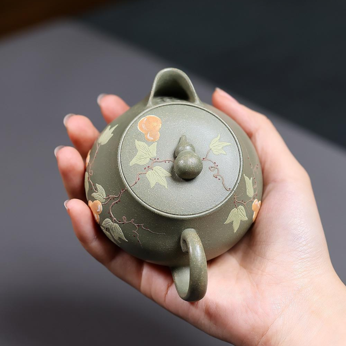 Fu Lu An Kang Yixing Teapot | Raw Dou Qing Sha Celadon Zisha Clay | Handcrafted 140ml