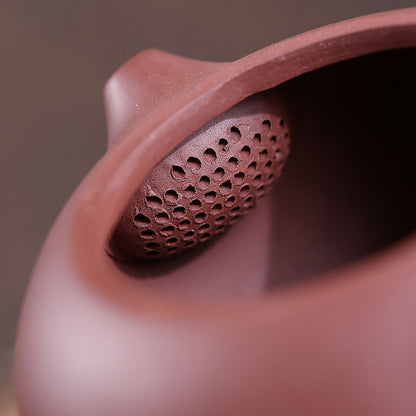 Flat Xishi Yixing Teapot — Handcrafted Zini Purple Clay, 220ml