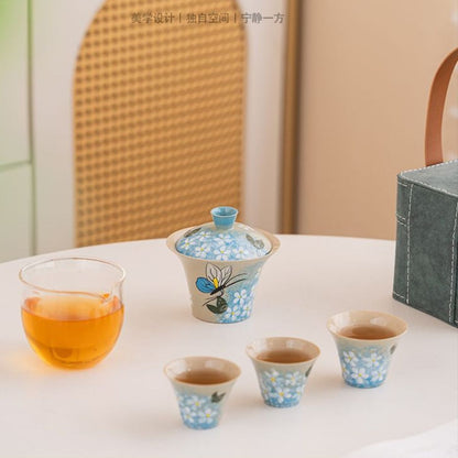 Travel Gaiwan Tea Set | Portable Chinese Tea Ceremony Kit with Cups & Pitcher