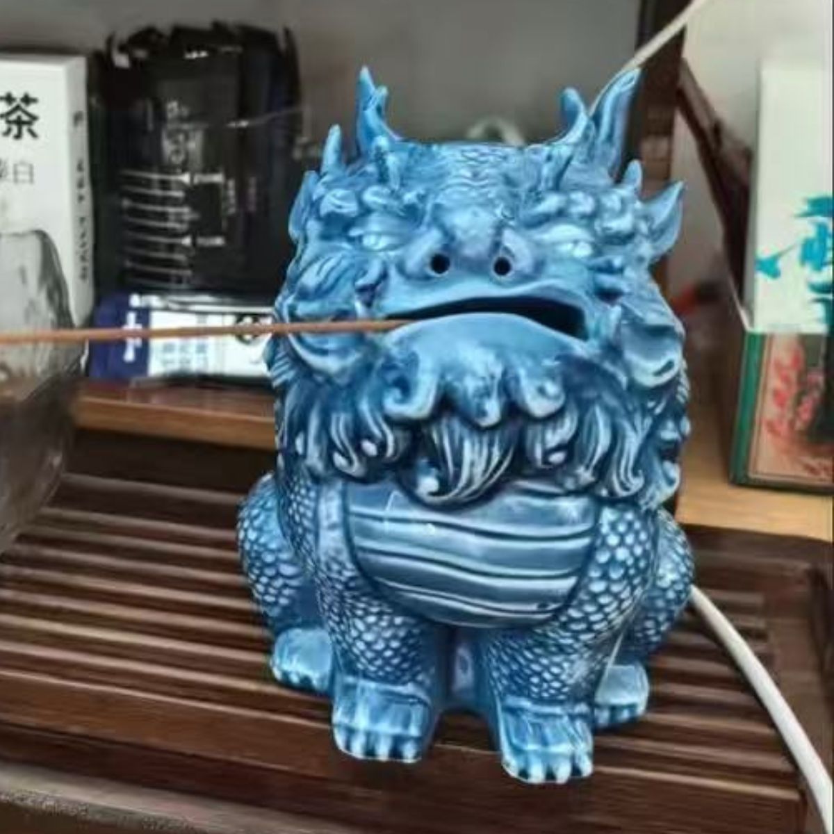 Jingdezhen Blue & White Porcelain Qilin Incense Burner | Handcrafted Tea Room Décor