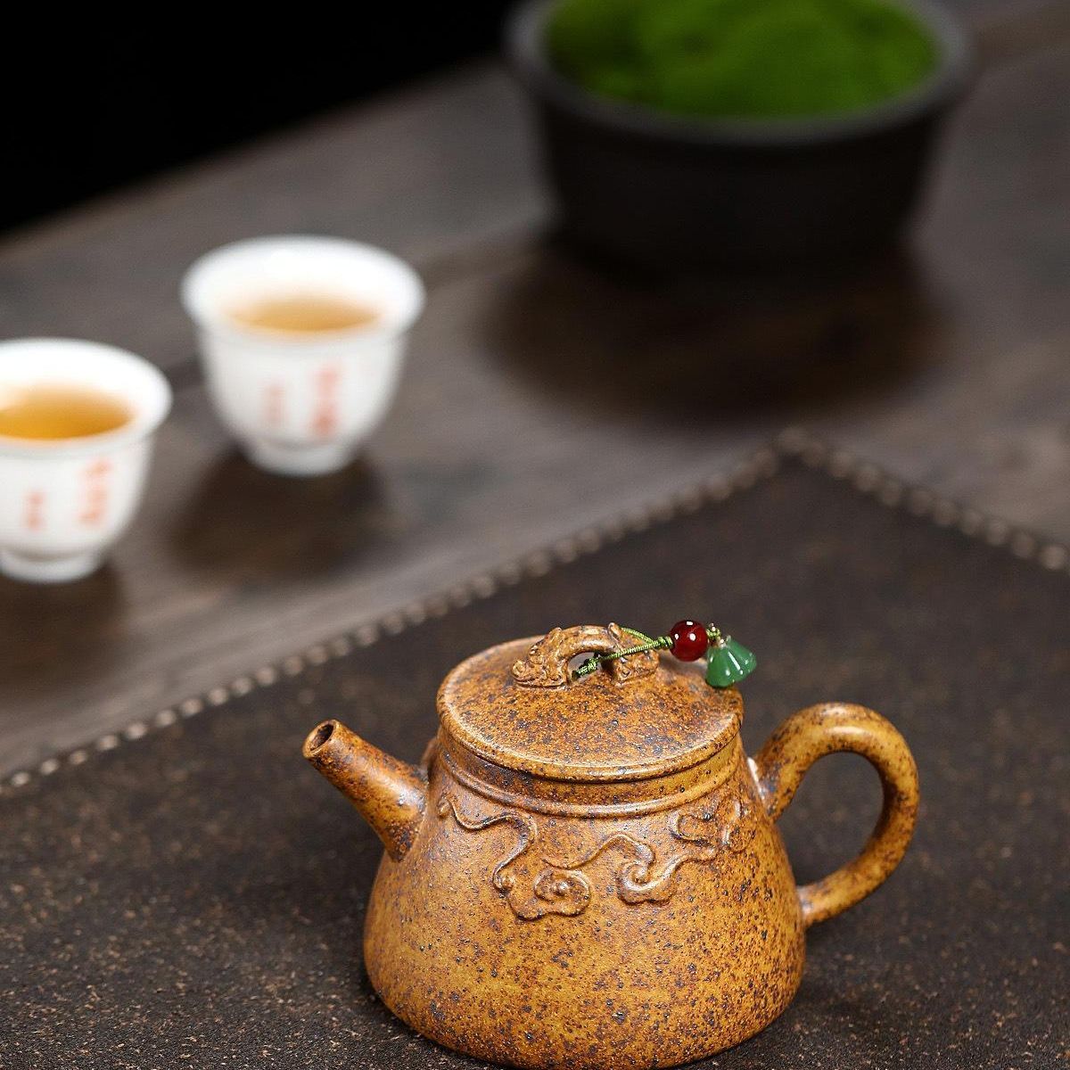 Ruyi Dragon Ladle Yixing Zisha Teapot - Longgu Golden Sand Clay 190ml