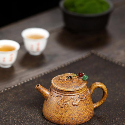 Ruyi Dragon Ladle Yixing Zisha Teapot - Longgu Golden Sand Clay 190ml