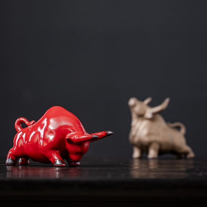 Ceramic Prosperity Ox Tea Pets – Set of 2