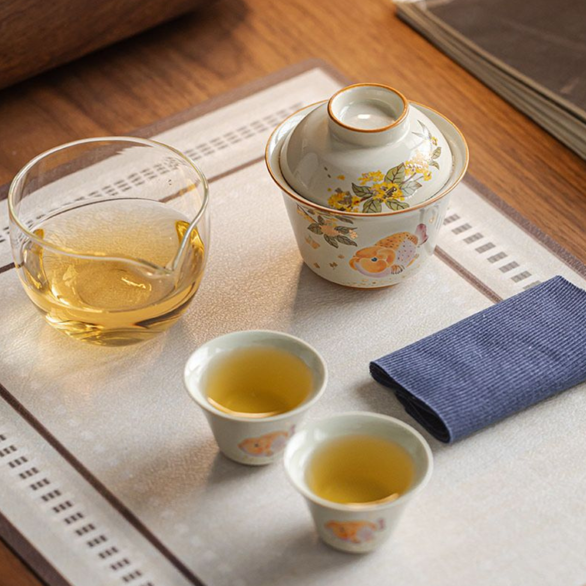 Jin Gui Fu Li Travel Gaiwan Tea Set – Wood Ash Glaze