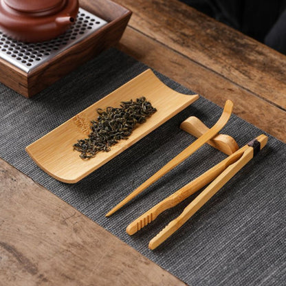 Zen Tea Ceremony Tool Set - 6-Piece Bamboo & Alloy Tea Utensil Kit with Storage Bag