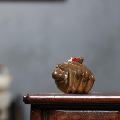 Yixing Purple Clay Teapot "Fortune General" 170ml - Handmade Duan Ni Zisha Side Handle