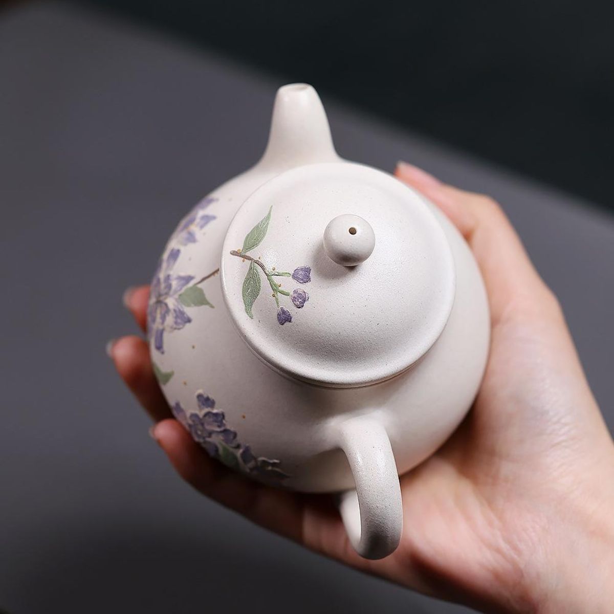 Ding Xiang Pan Hu Yixing Teapot | Raw White Jade Duan Ni Clay | Handcrafted 260ml