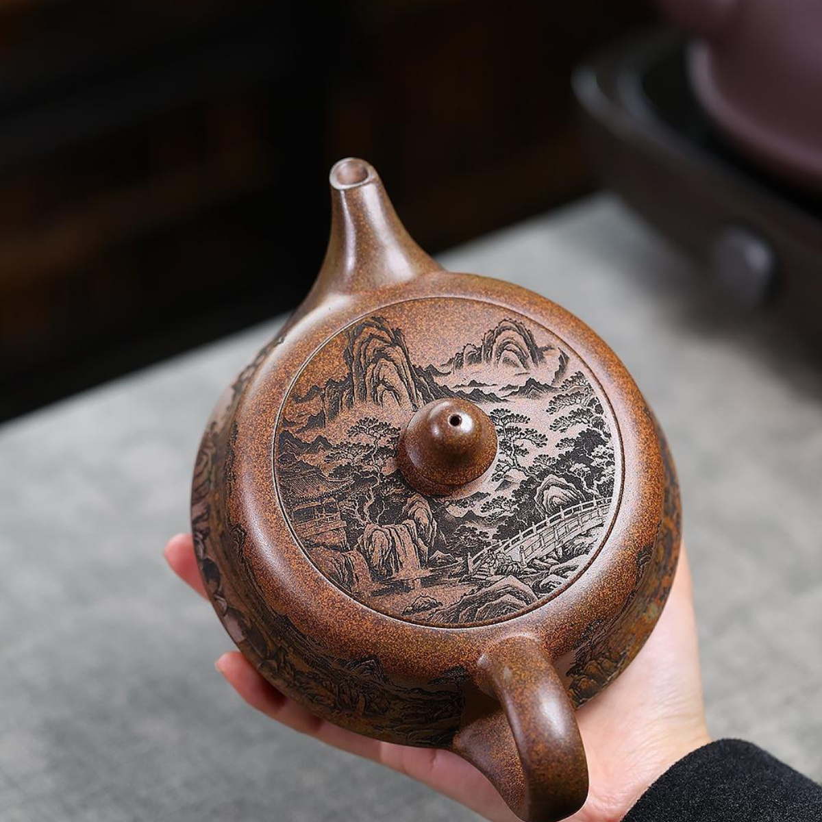 Shanshui Qu Hu Yixing Zisha Teapot – Original Mine Chenxiang Cloud Mist Wood-Fired Clay