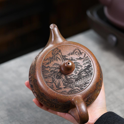 Shanshui Qu Hu Yixing Zisha Teapot – Original Mine Chenxiang Cloud Mist Wood-Fired Clay