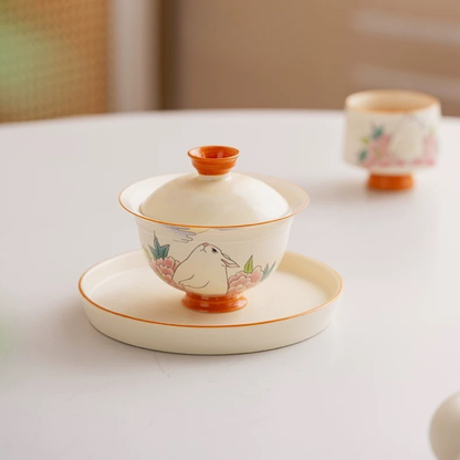 Moon-Gazing Rabbit Gaiwan Tea Set