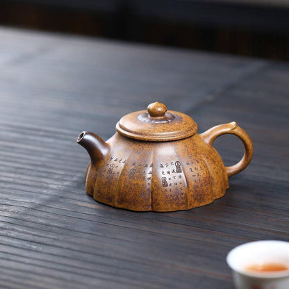 Ribbed Ethereal Grace Yixing Teapot - High-Temp Duanni Clay 280ml