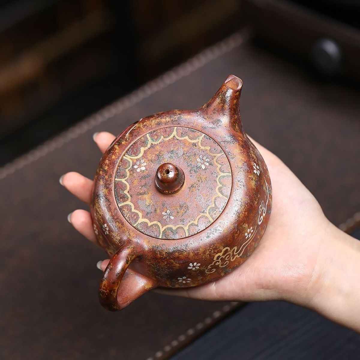 Dunhuang Flying Apsaras Curved Teapot - Wood-Fired Duanni Clay 240ml by Master Artisan