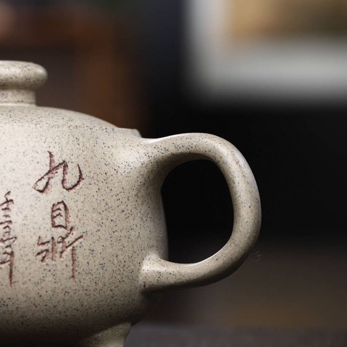 Yixing Purple Clay Teapot 200ml - Sesame White Duan Ni Three-Legged Tripod Zisha Pot