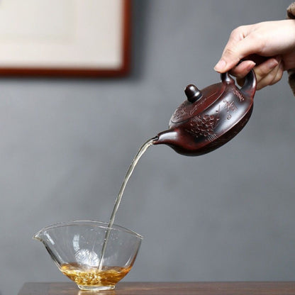 Yixing Purple Clay Teapot "Cold Fragrance Melody" 230ml - Handmade Ancient Red Clay