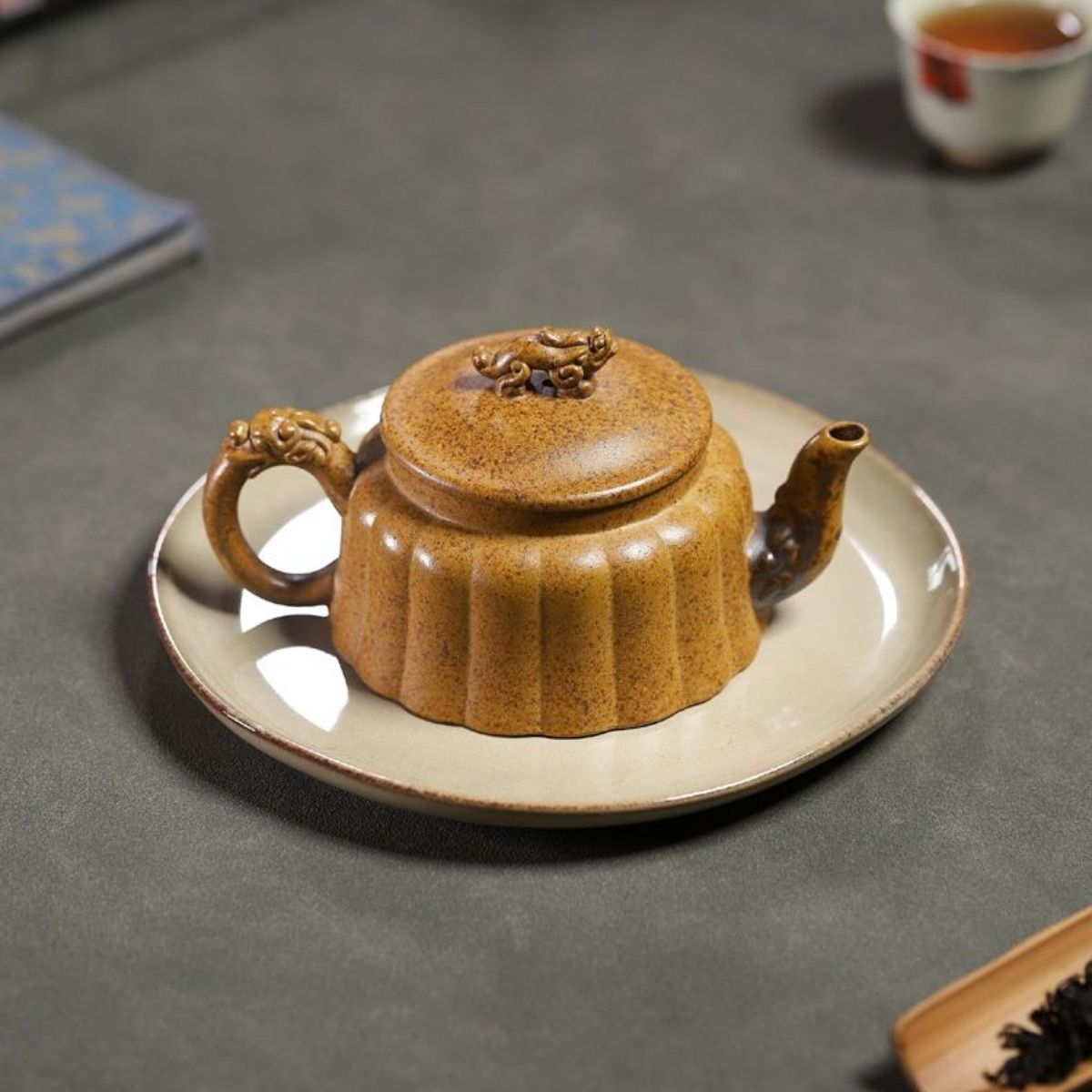 Long Rui Yixing Teapot | Raw Longgu Jinsha High-Fire Zisha Clay | Dragon-Inspired 300ml
