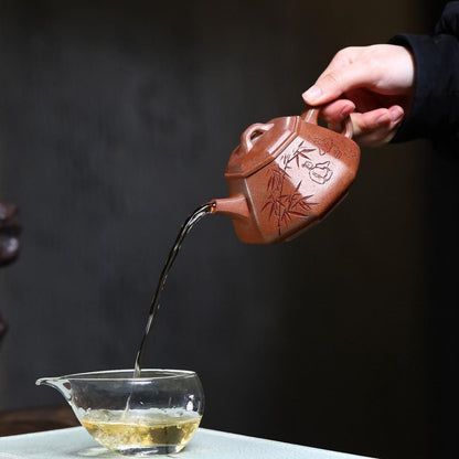 Octagonal Stone Ladle Yixing Teapot - Cloud Mist Agarwood Clay 280ml