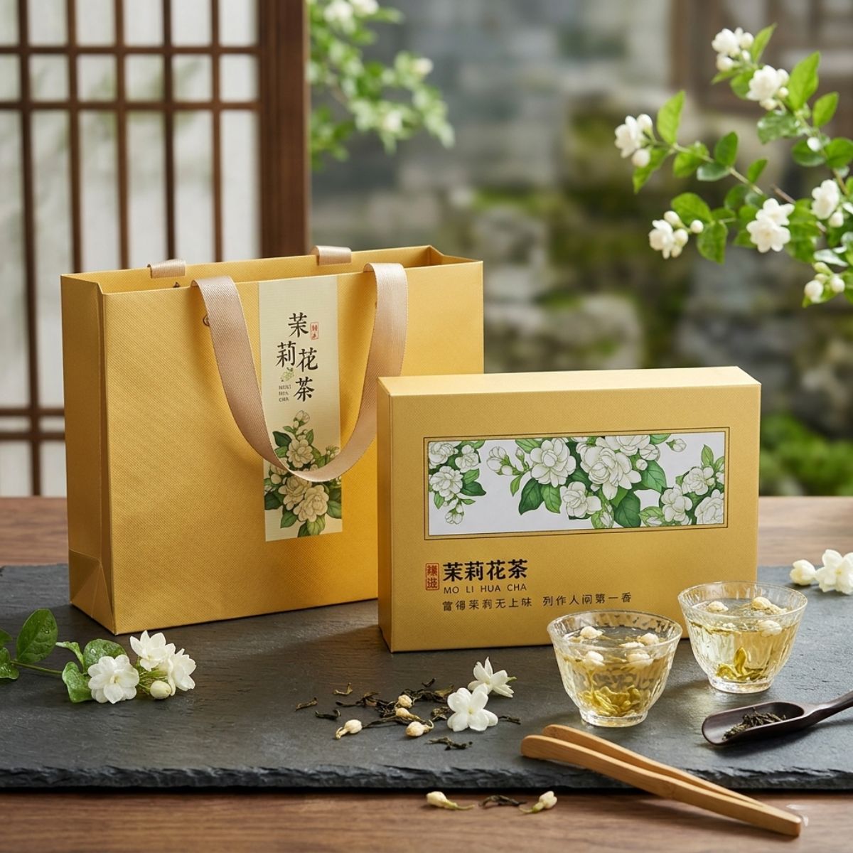 Premium Lan Xue Jasmine Green Tea Gift Box – 8 Sachets × 7g | Jasmine & Magnolia Blended