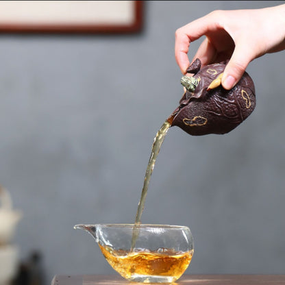 Yixing Purple Clay Teapot "Lotus Pond Moonlight" 150ml - Handmade Zisha Gongfu Tea Pot