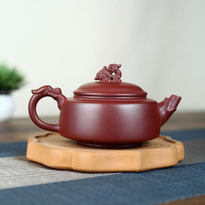Long Yun Hu Yixing Teapot | Authentic Raw Zi Ni Purple Clay | Handcrafted 270ml