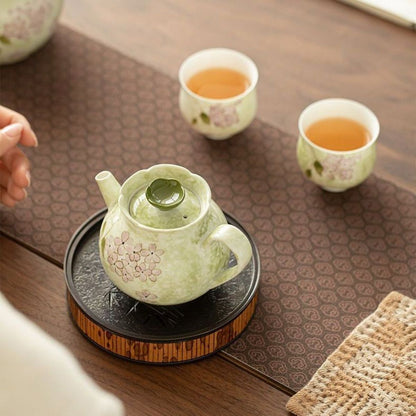 Hydrangea Bloom Ceramic Tea Set – 1 Teapot & 2 Cups
