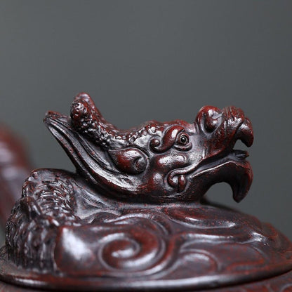 Handmade Yixing Purple Clay Teapot 450ml - Original Ancient Red Clay Coiling Dragon Zisha Gongfu Tea Pot