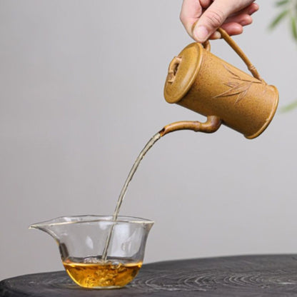 Yixing Purple Clay Teapot "Tall Bamboo" 150ml - High-Fired Duan Ni Zisha