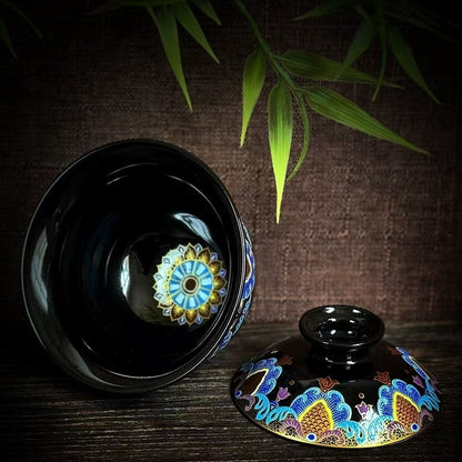 Jingdezhen Black Gold Enamel Gongfu Tea Set – Fàlàng Cǎi Porcelain | 5-Piece