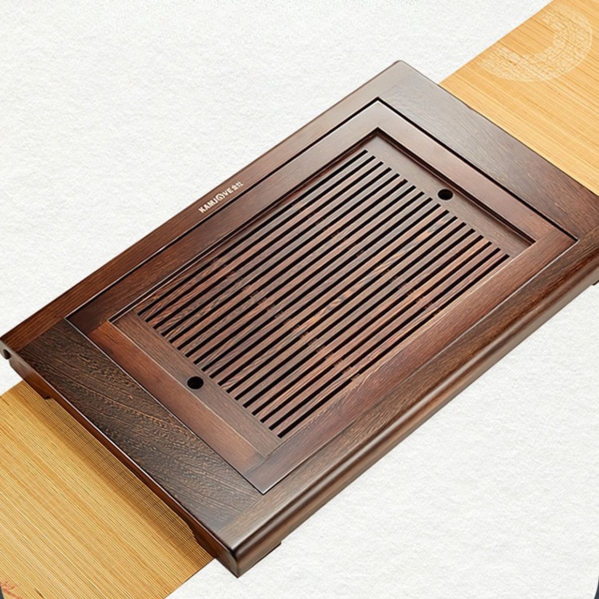 Kamjove Wenge Wood Tea Tray Set | New Chinese Style | Dry Brewing Tea Table — 2 Sizes