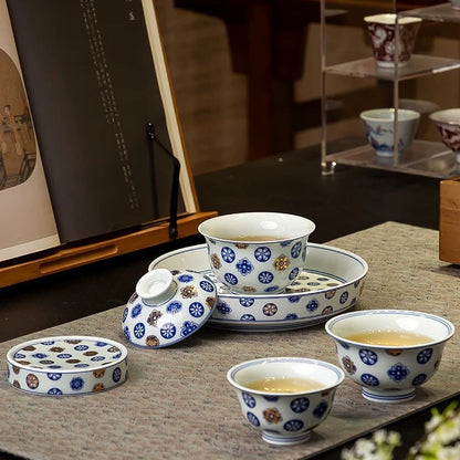 Jingdezhen Gold-Traced Pi Qiu Gongfu Tea Set – 5-Piece Gift Box | Qicheng Tang