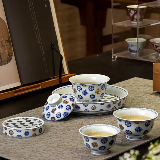 Jingdezhen Gold-Traced Pi Qiu Gongfu Tea Set – 5-Piece Gift Box | Qicheng Tang