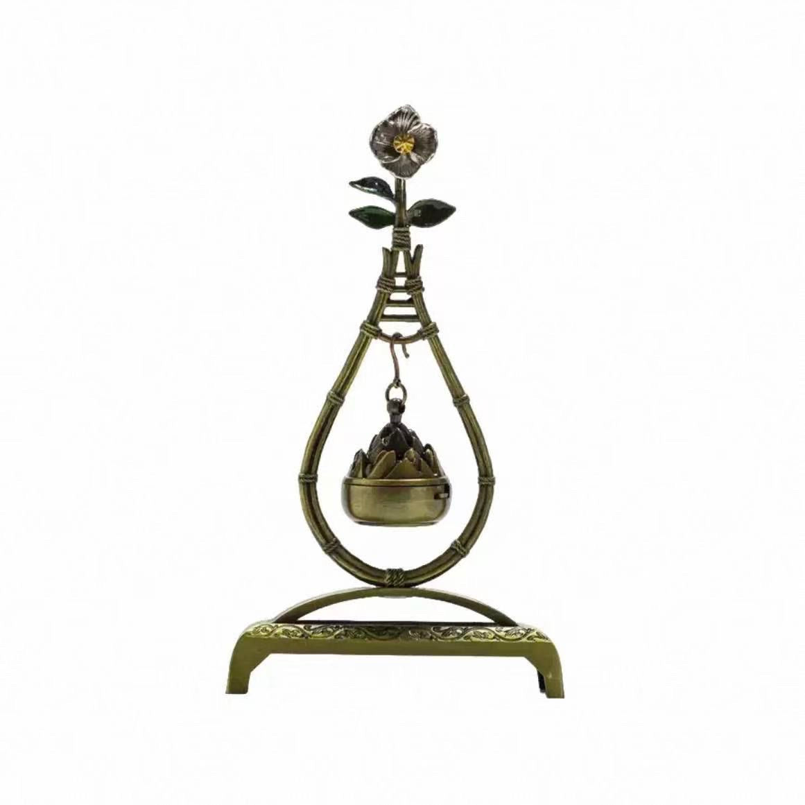 Hua Jing Pipa Hanging Incense Burner Gift Set – Alloy | W10.3cm × H18.5cm | 3 Premium Loose Incenses