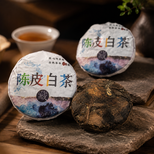 Chen Pi White Tea Mini Cake | Aged Citrus Peel & Fujian White Tea Blend