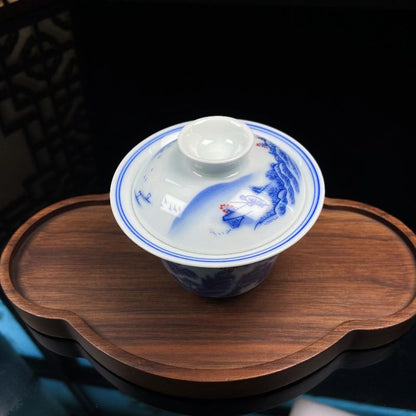 Jingdezhen Blue & White Landscape Gongfu Tea Set – Underglaze Porcelain | 5-Piece