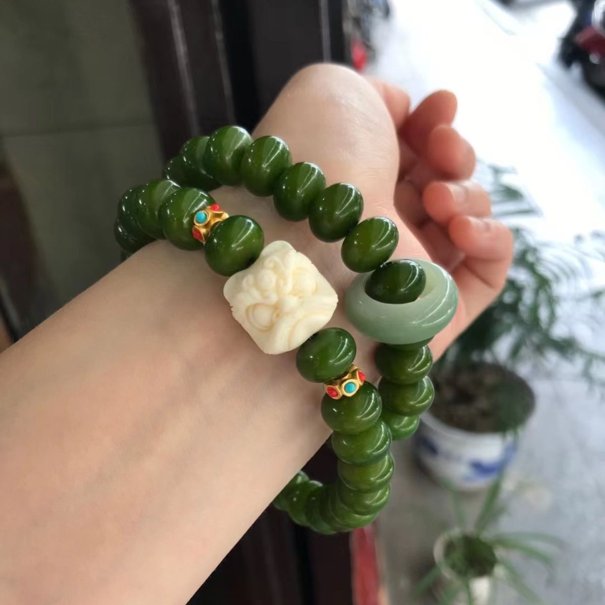 Lion Awakens Bodhi Abacus Bead Bracelet – Double-Ring Wenwan Mala | Qingyu Bodhi
